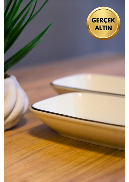 Porselen Natura Çuha Altın Yaldızlı Dikdörtgen Kayık Tabak 14X9,8CM 2 Li fırsatları