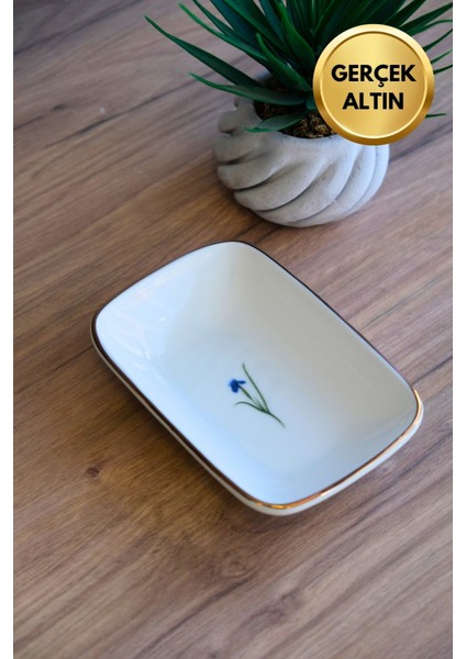 Porselen Natura Iris Altın Yaldızlı Dikdörtgen Kayık Tabak 14X9,8CM Tekli fiyatları