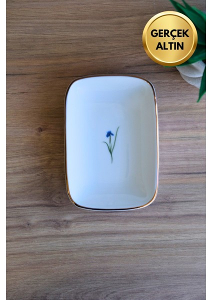 Porselen Natura Iris Altın Yaldızlı Dikdörtgen Kayık Tabak 14X9,8CM Tekli fırsatları