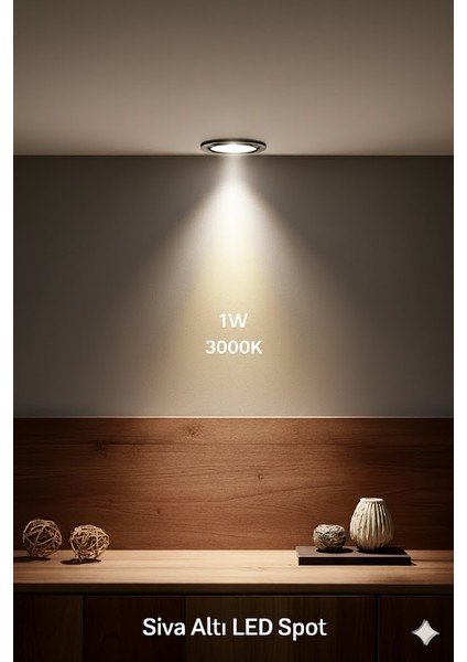 Alüminyum LED Spot 1W 3000K Gün Işığı Dekoratif