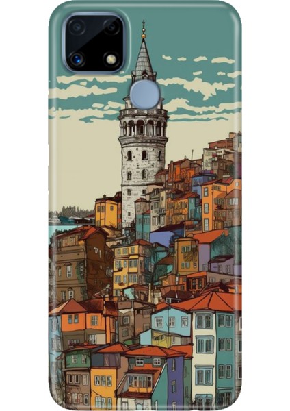 Realme C25 Kılıf Desenli Silikon Renkli Phone Case Galata