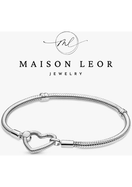 925 Ayar Gümüş Kalp Klipsli Bileklik