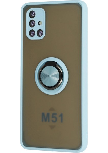 Samsung Galaxy M51 Kılıf Montreal Yüzüklü Silikon Kapak - Buz Mavi fiyatları