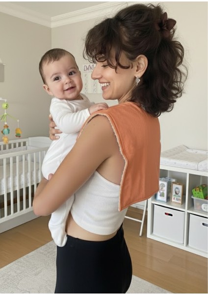 Organik Pamuk Müslin ve Havlu Tabanlı Çift Yönlü Kullanm Omuz Bezi Ağız Ter Mendili Omuz Örtüsü 2'li