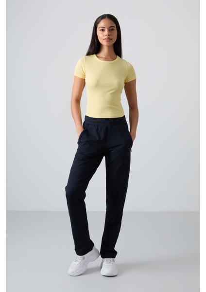 Lacivert Gizli Fermuar Cepli Rahat Form Klasik Paça Kadın Eşofman Alt - 94148