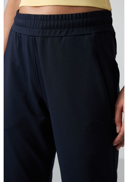 Lacivert Gizli Fermuar Cepli Rahat Form Klasik Paça Kadın Eşofman Alt - 94148