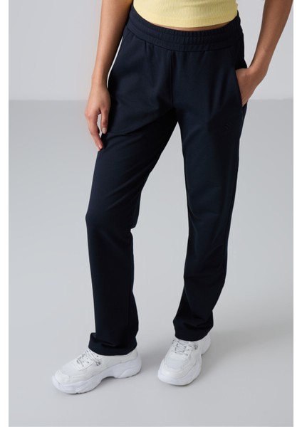 Lacivert Gizli Fermuar Cepli Rahat Form Klasik Paça Kadın Eşofman Alt - 94148
