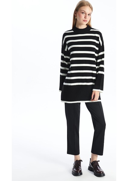 Yeni Sezon Bisiklet Yaka Çizgili Kadın Triko Tunik fiyatları