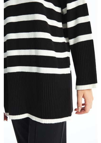 Yeni Sezon Bisiklet Yaka Çizgili Kadın Triko Tunik modelleri