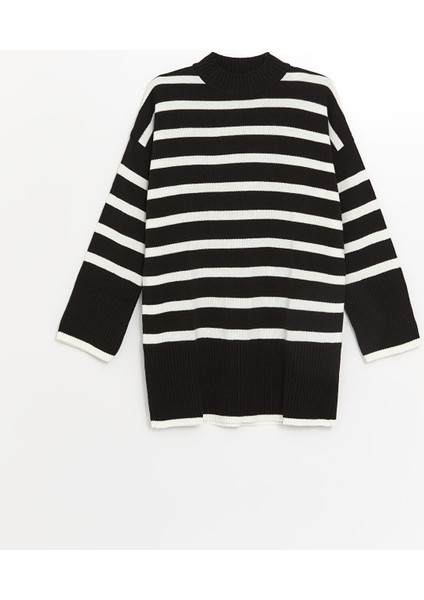 Yeni Sezon Bisiklet Yaka Çizgili Kadın Triko Tunik indirimleri