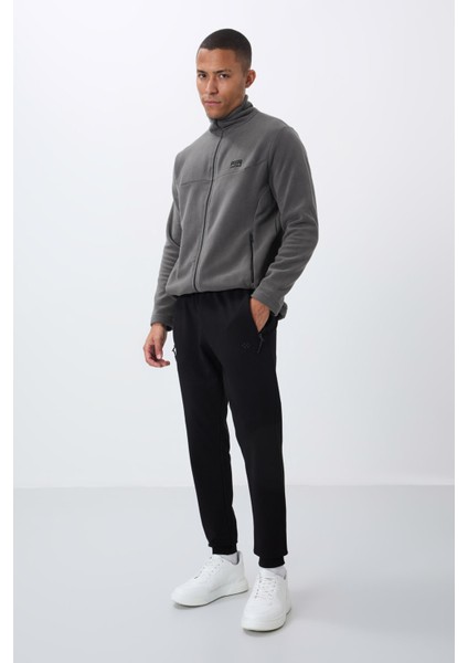 Siyah Fermuar Cepli Standart Kalıp Jogger Erkek Eşofman Alt - 84651