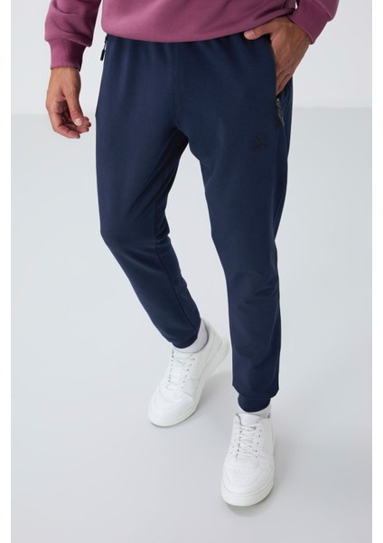 İndigo Fermuar Cepli Standart Kalıp Jogger Erkek Eşofman Alt - 84651
