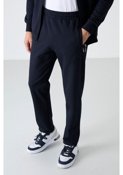 Lacivert Dik Yaka Fermuarlı Rahat Form Klasik Paça Erkek Eşofman Takımı - 85072