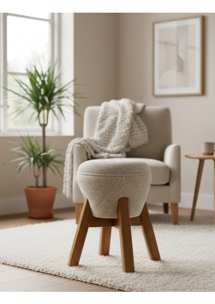 Hermod Ahşap Ayaklı Puf