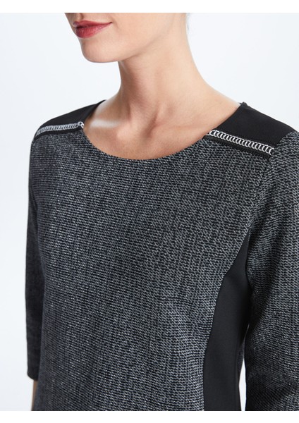 Yeni Sezon Bisiklet Yaka Kendinden Desenli Elbise fırsatları