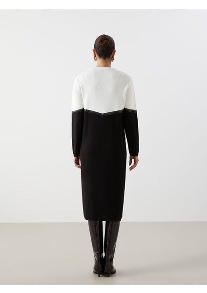 Yeni Sezon Bisiklet Yaka Renk Bloklu Kadın Triko Elbise fırsatları