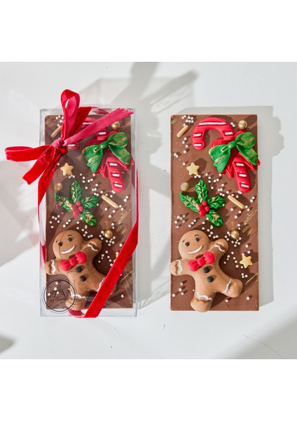 2 Adet - Yılbaşı Kurabiye Adam Süslü Tablet Çikolata