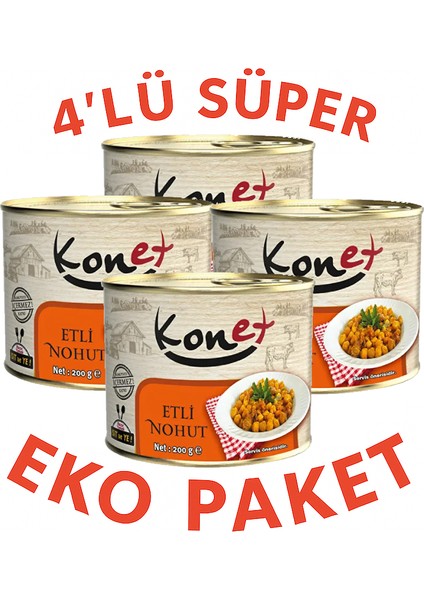 Etli Nohut 4X200 gr Eko Paket