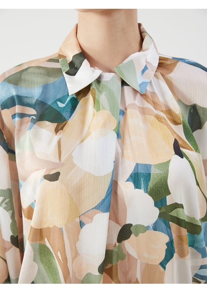 Yeni Sezon Gömlek Yaka Desenli Saten Kadın Tunik fırsatları