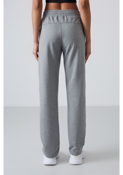 Gri Melanj Gizli Fermuar Cepli Rahat Form Klasik Paça Kadın Eşofman Alt - 94148