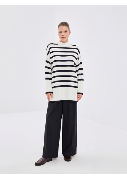 Yeni Sezon Bisiklet Yaka Çizgili Kadın Triko Tunik fiyatları