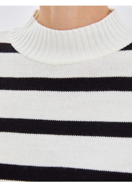 Yeni Sezon Bisiklet Yaka Çizgili Kadın Triko Tunik modelleri