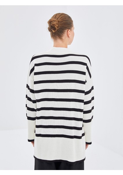 Yeni Sezon Bisiklet Yaka Çizgili Kadın Triko Tunik fırsatları