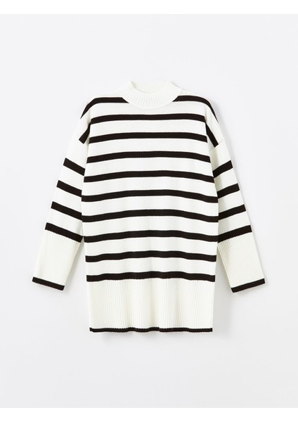 Yeni Sezon Bisiklet Yaka Çizgili Kadın Triko Tunik indirimleri