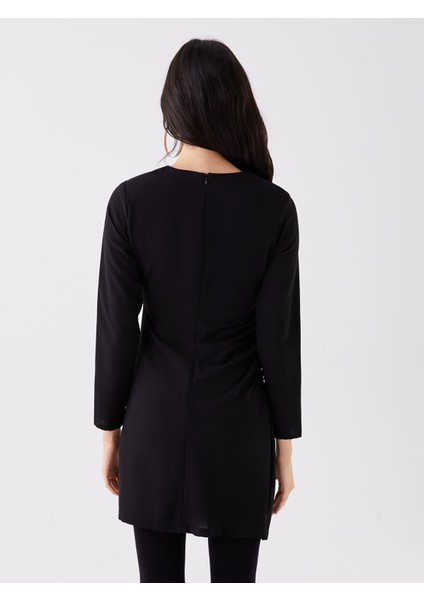 Yeni Sezon Bisiklet Yaka Düz Uzun Kollu Elbise indirimleri