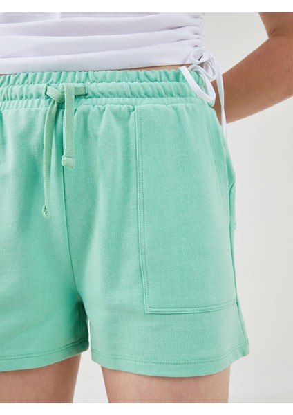 Yeni Sezon Beli Lastikli Düz Cep Detaylı Kadın Bermuda Şort indirimleri