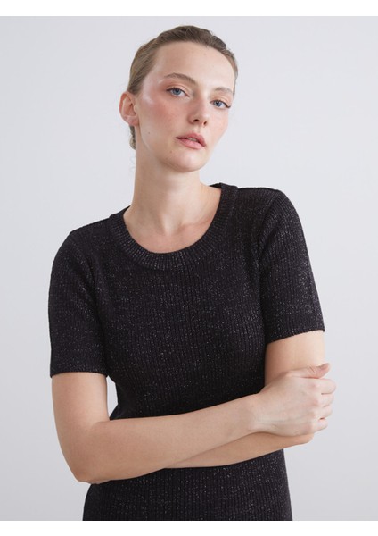 Yeni Sezon Bisiklet Yaka Parlak Görünümlü Triko Elbise fiyatları