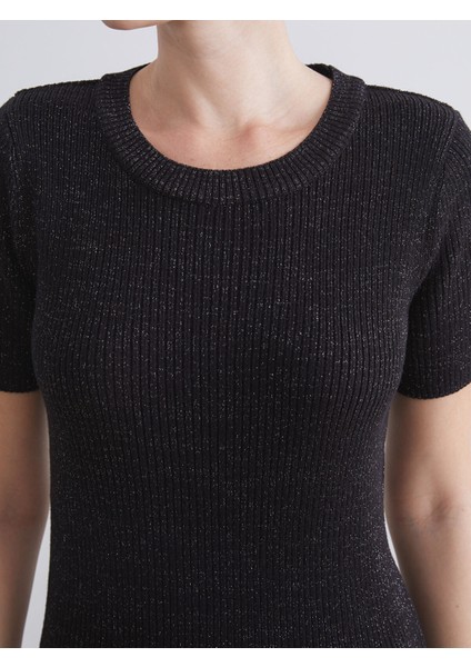 Yeni Sezon Bisiklet Yaka Parlak Görünümlü Triko Elbise modelleri