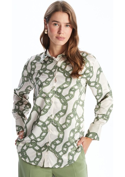 Yeni Sezon Desenli Saten Kadın Gömlek Tunik