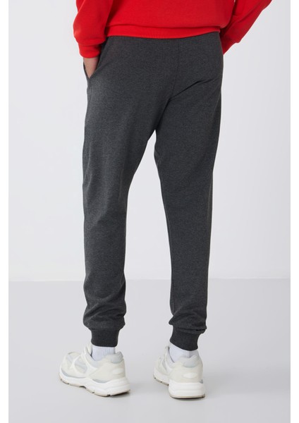 Antrasit Melanj Klasik Cepli Standart Kalıp Manşetli Erkek Eşofman Alt - 84652