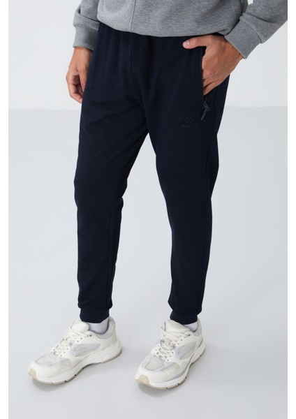 Lacivert Fermuar Cepli Standart Kalıp Jogger Erkek Eşofman Alt - 84651