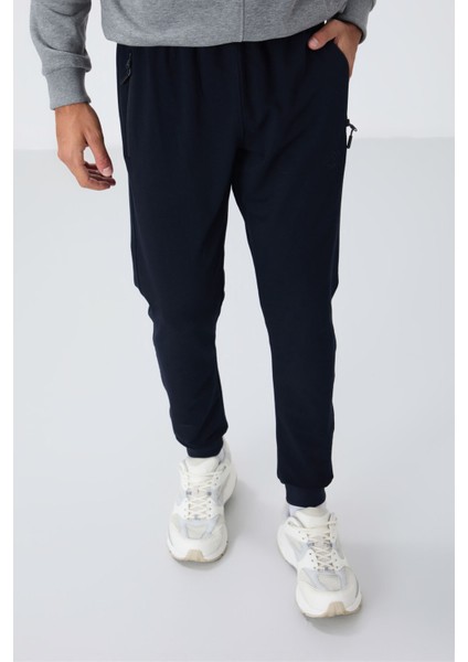 Lacivert Fermuar Cepli Standart Kalıp Jogger Erkek Eşofman Alt - 84651
