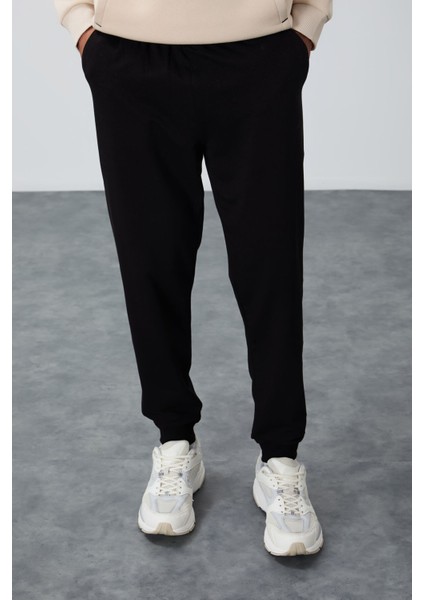 Siyah Klasik Cepli Standart Kalıp Manşetli Erkek Eşofman Alt - 84652