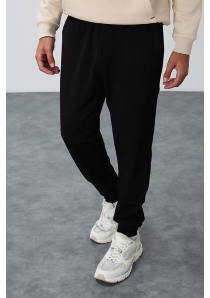 Siyah Klasik Cepli Standart Kalıp Manşetli Erkek Eşofman Alt - 84652