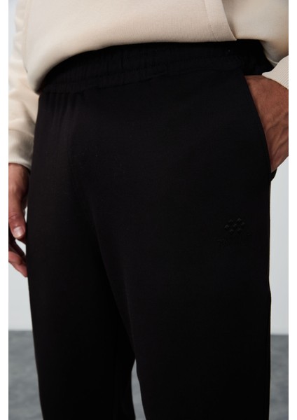 Siyah Klasik Cepli Standart Kalıp Manşetli Erkek Eşofman Alt - 84652