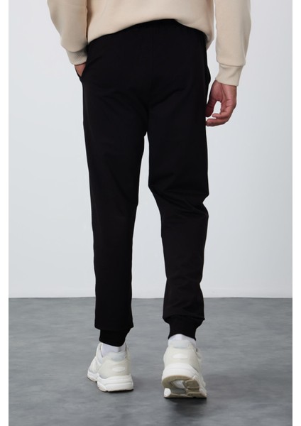 Siyah Klasik Cepli Standart Kalıp Manşetli Erkek Eşofman Alt - 84652
