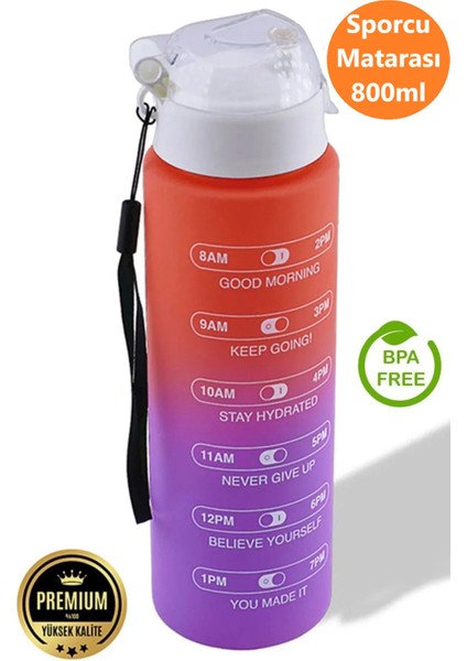 Sporcu Matarası 800 ml Bpa Içermez Çocuk Su Şişesi Sızdırmaz Pipetsiz Suluk Pembe Mormotivasyon