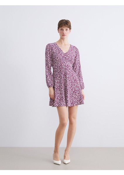 Yeni Sezon V Yaka Çiçekli Mini Elbise fiyatları