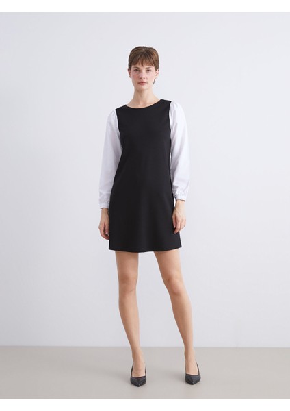 Yeni Sezon Bisiklet Yaka Mini Elbise