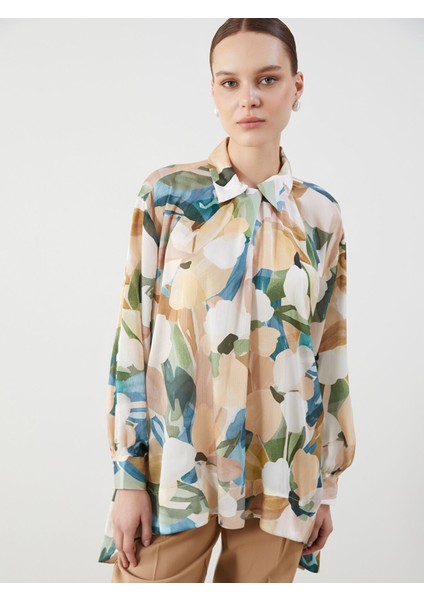 Yeni Sezon Gömlek Yaka Desenli Saten Kadın Tunik fiyatları