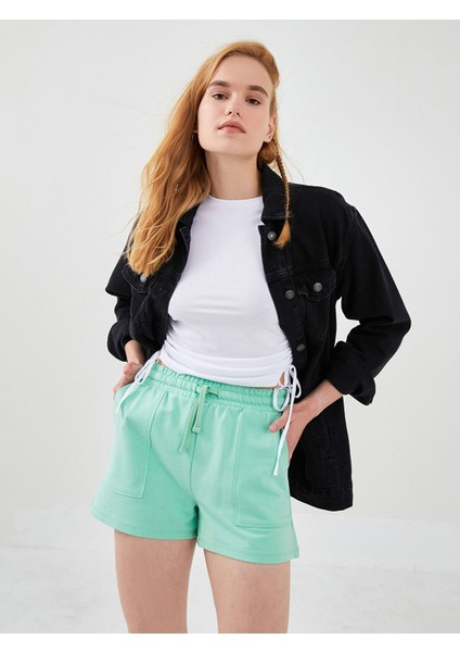 Yeni Sezon Beli Lastikli Düz Cep Detaylı Kadın Bermuda Şort fiyatları