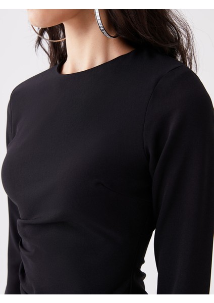 Yeni Sezon Bisiklet Yaka Düz Uzun Kollu Elbise fırsatları