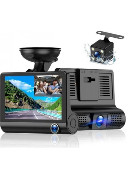 504 170 Geniş Açı, G-Sensörlü, Gece Görüşlü 1080P Çift Yönlü Araç Kamerası (Ön+Arka) - Park Modlu Car Dvr