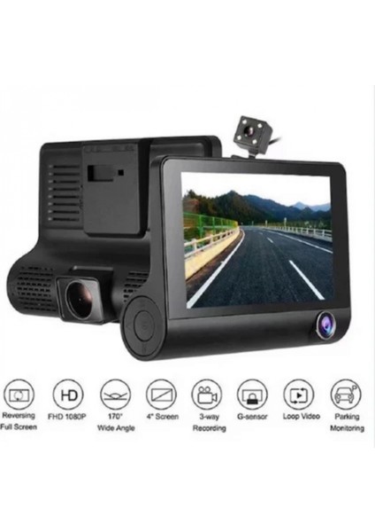 504 170 Geniş Açı, G-Sensörlü, Gece Görüşlü 1080P Çift Yönlü Araç Kamerası (Ön+Arka) - Park Modlu Car Dvr fırsatları