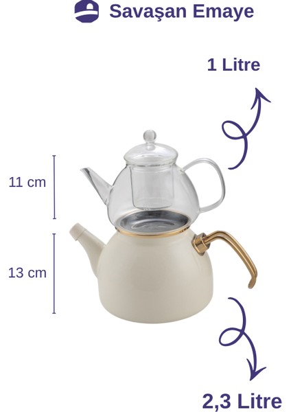 Emaye Cam Demlikli Çaydanlık fırsatları