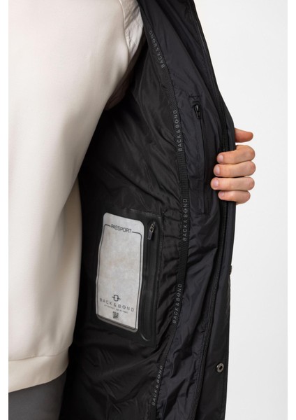 Siyah Regular Fit Kürklü Yaka Kapüşonlu Puffer Uzun Şişme Mont fırsatları